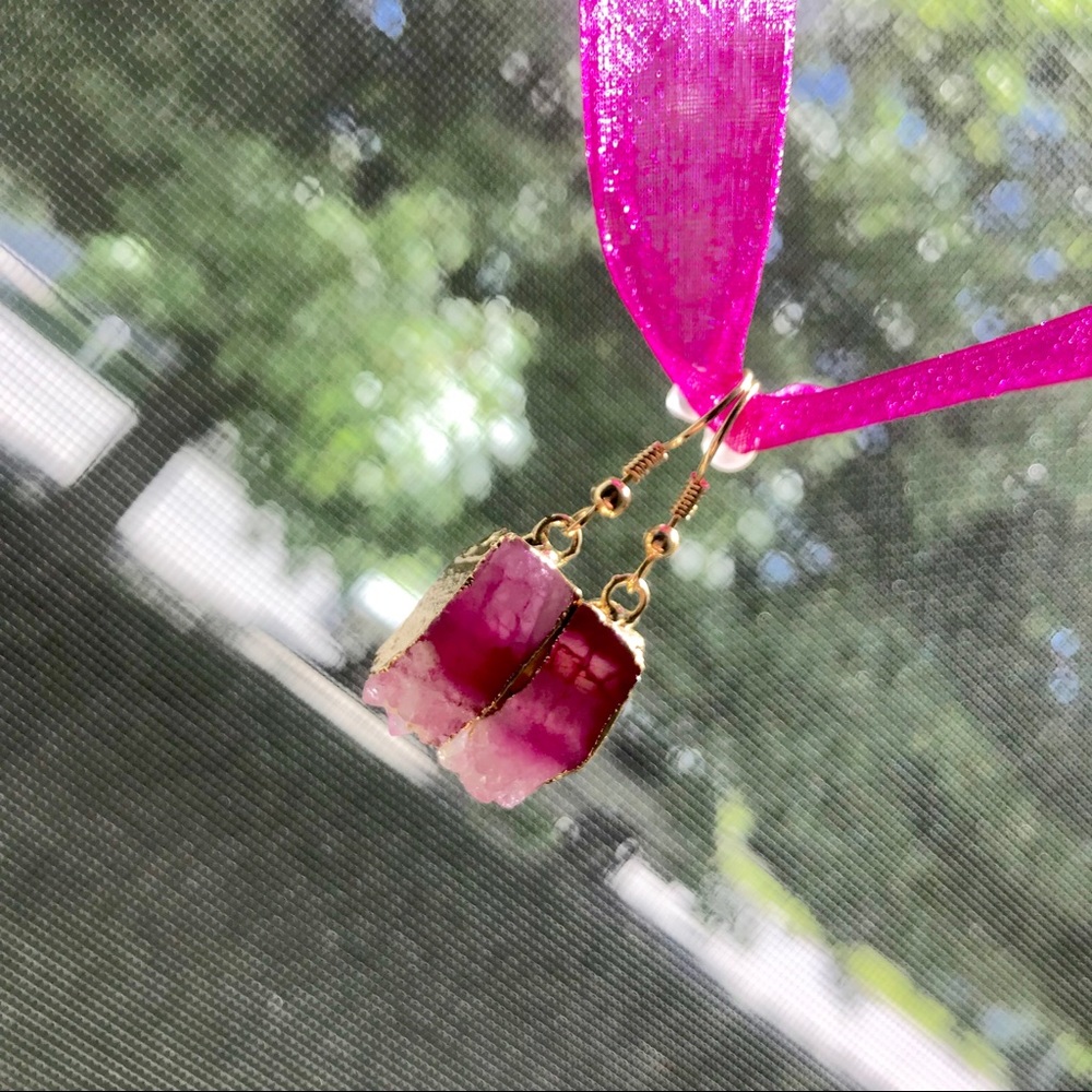 COPY - Beautiful Hand Crafted Pink Stone Earrings
